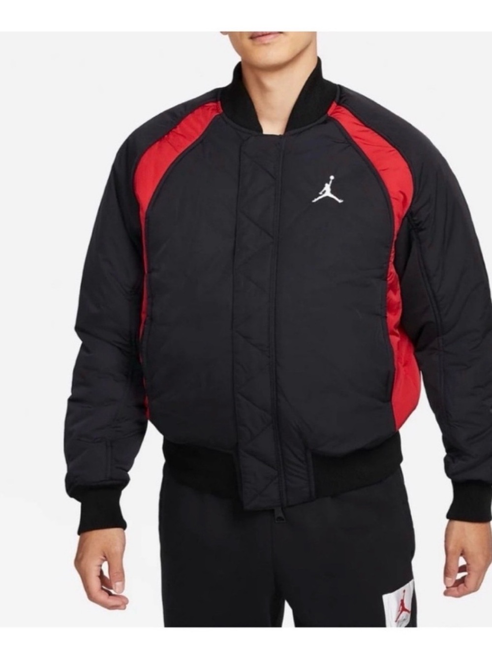 Jordan Black and Red Padded Bomber Jacket